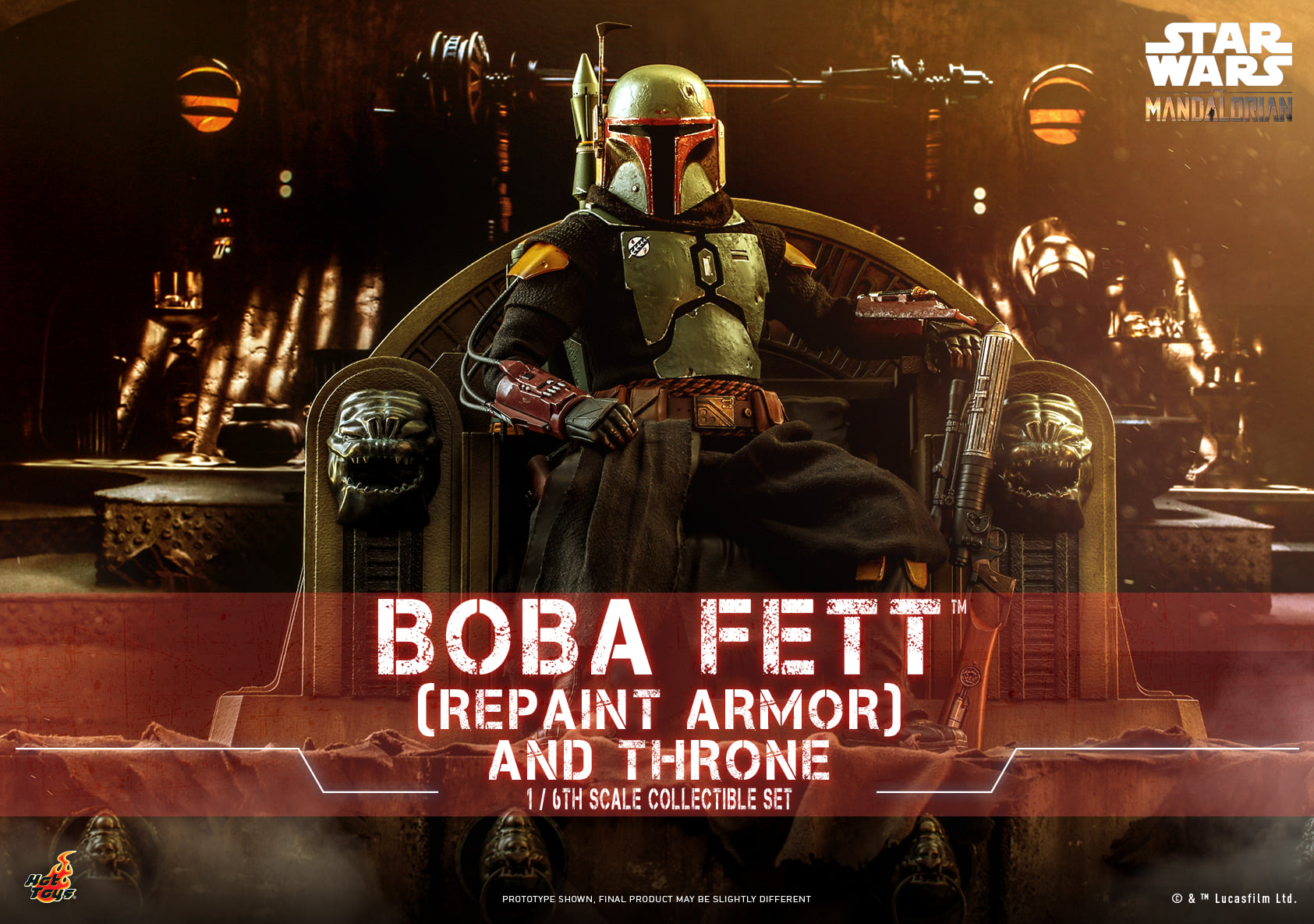 Hot Toys Star Wars Mandalorian Boba Fett Repaint Armor & Throne Figure Set TMS056